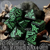 Call of Cthulhu Black & Green Dice Set by DNDDICE.COM