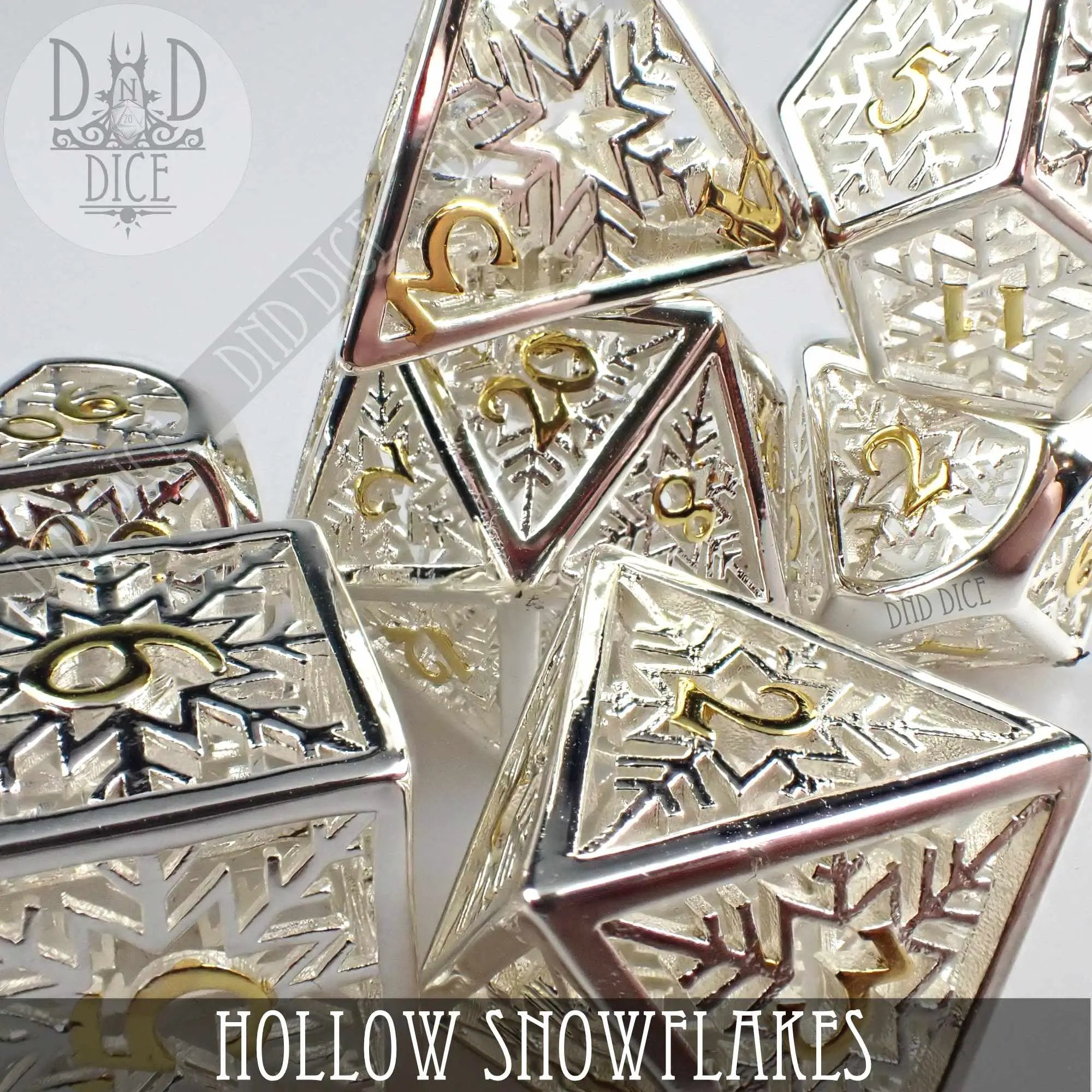 Snowflakes Metal Dice Set (Gift Box) by DNDDICE.COM
