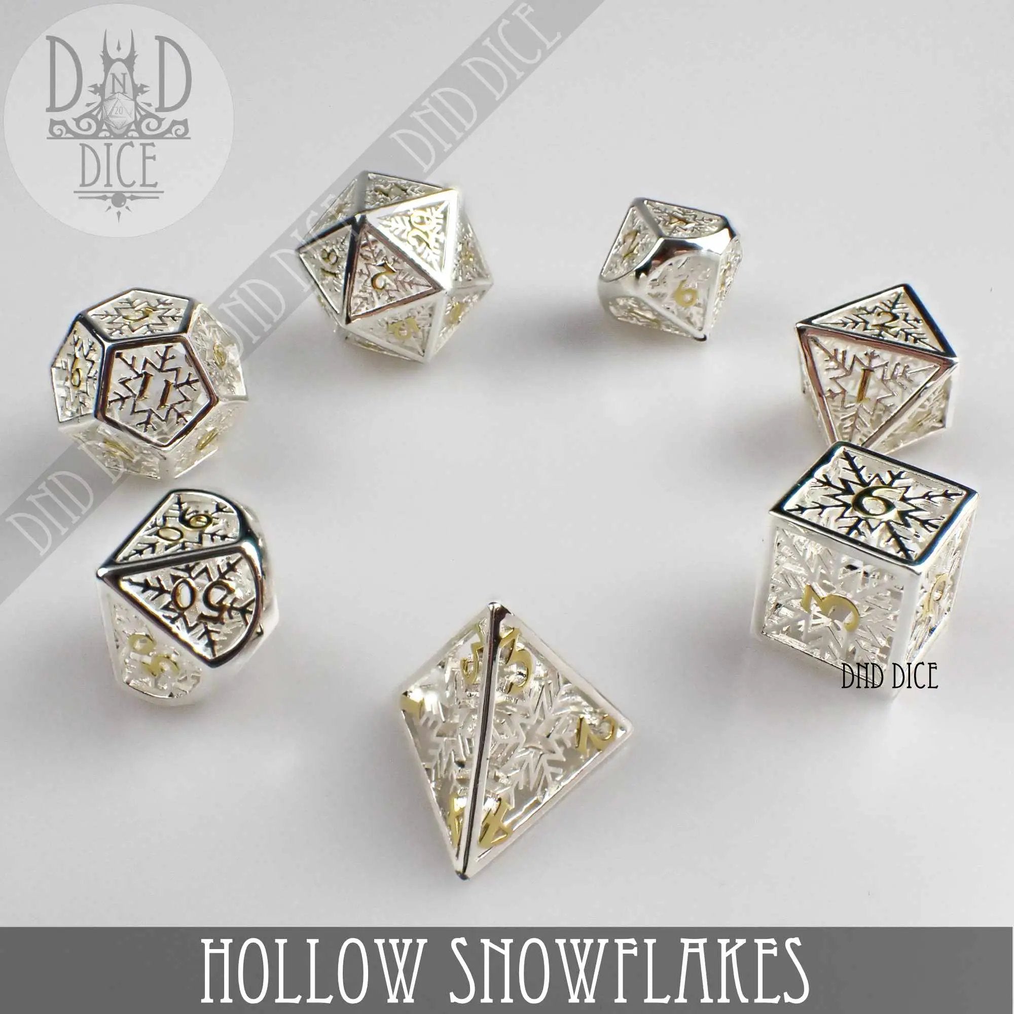 Snowflakes Metal Dice Set (Gift Box) by DNDDICE.COM