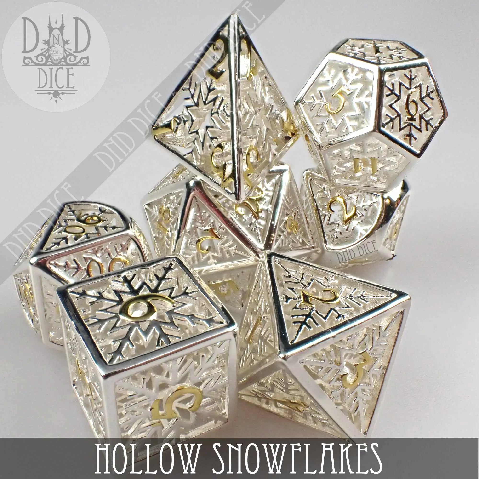 Snowflakes Metal Dice Set (Gift Box) by DNDDICE.COM
