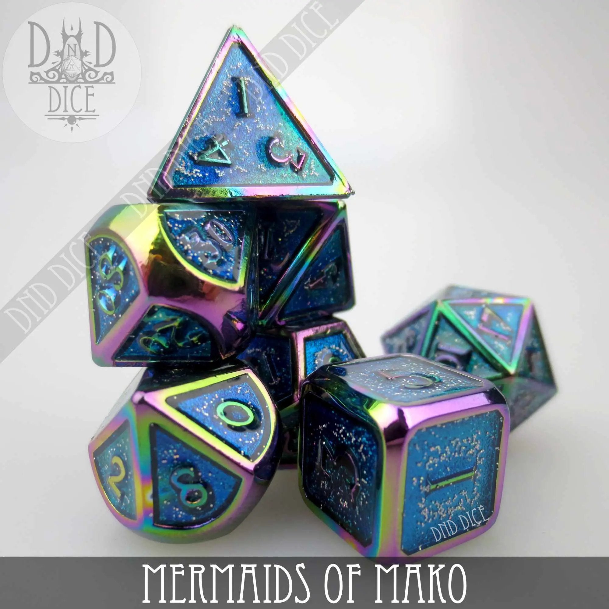 Mermaids of Mako Metal Dice Set by DNDDICE.COM