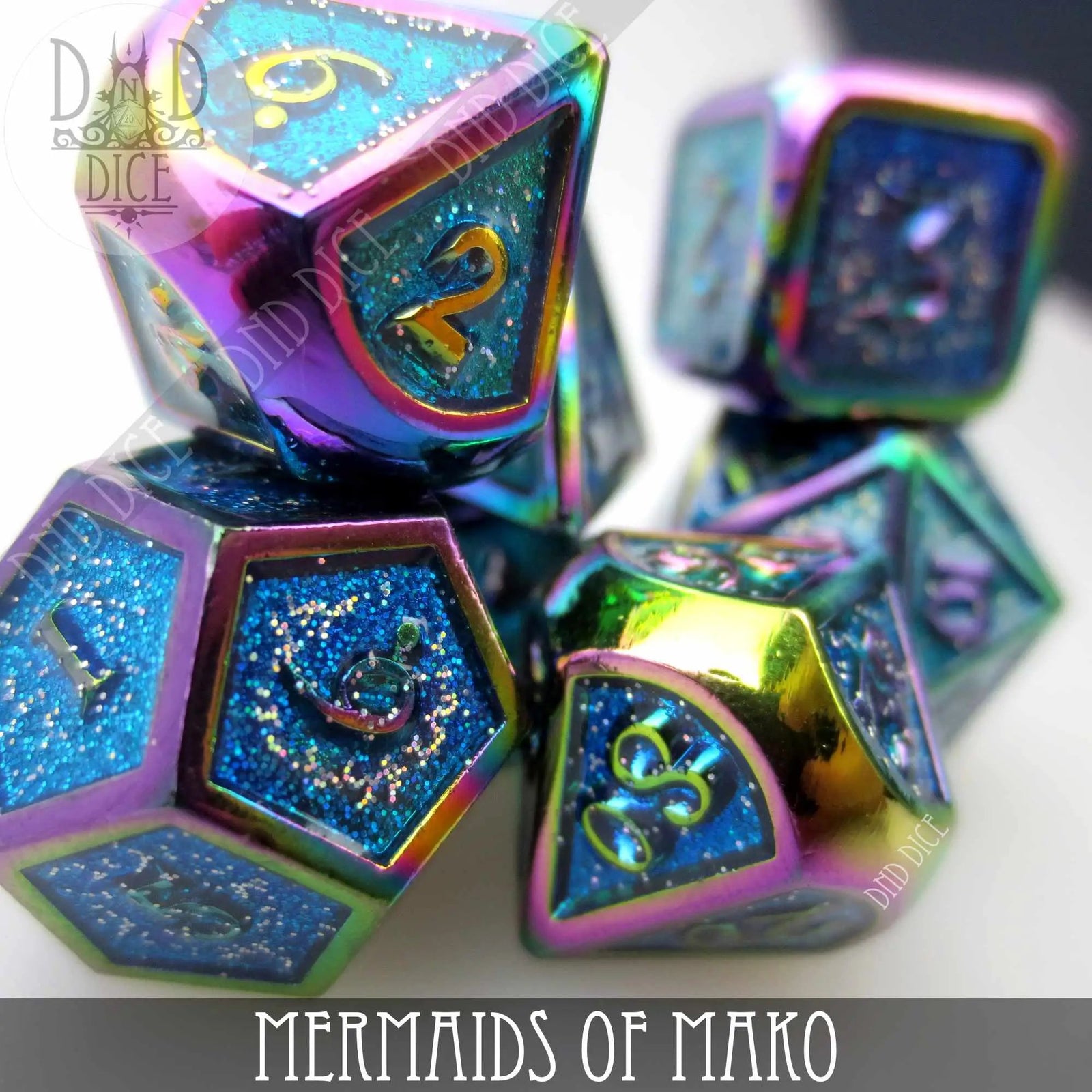 Mermaids of Mako Metal Dice Set by DNDDICE.COM