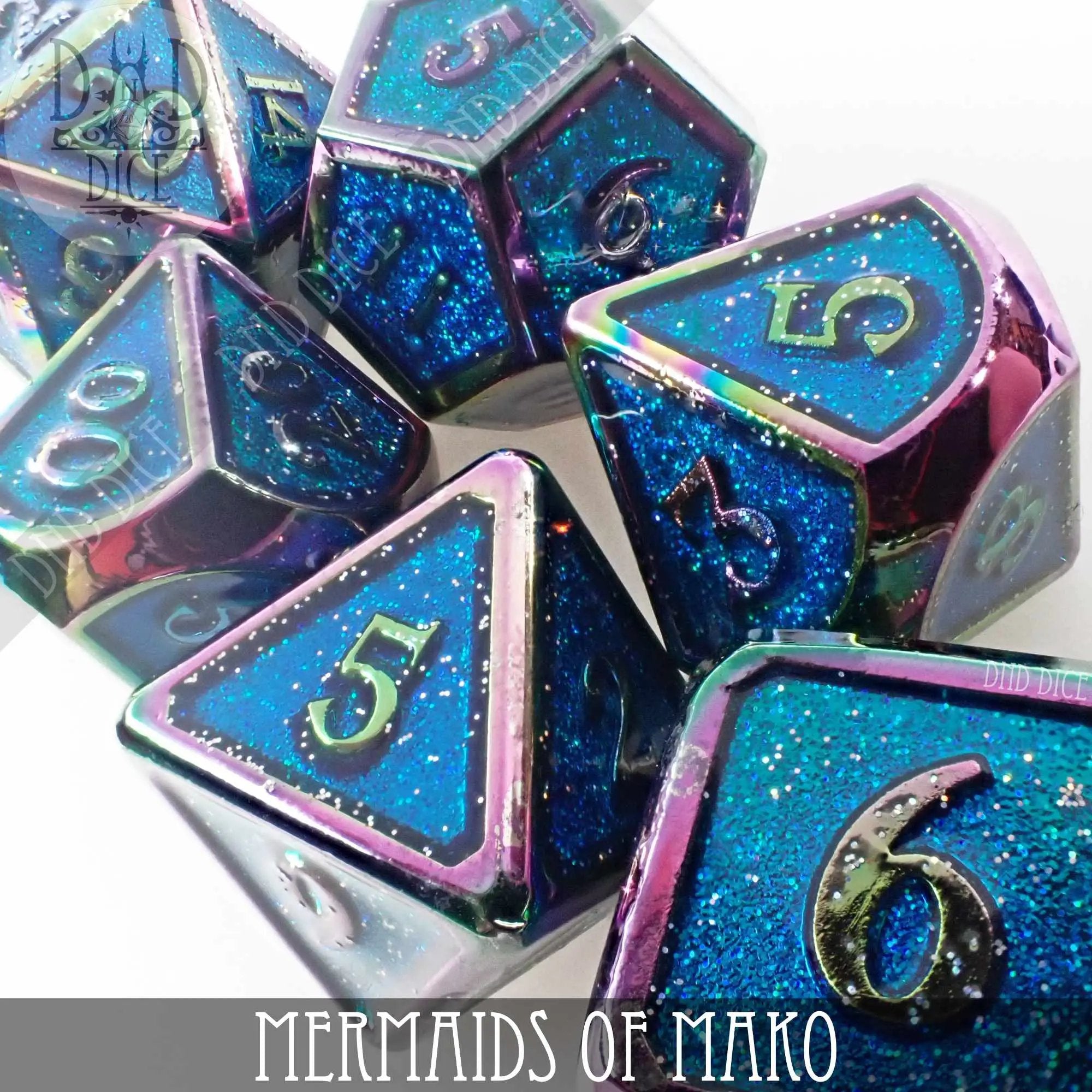 Mermaids of Mako Metal Dice Set by DNDDICE.COM