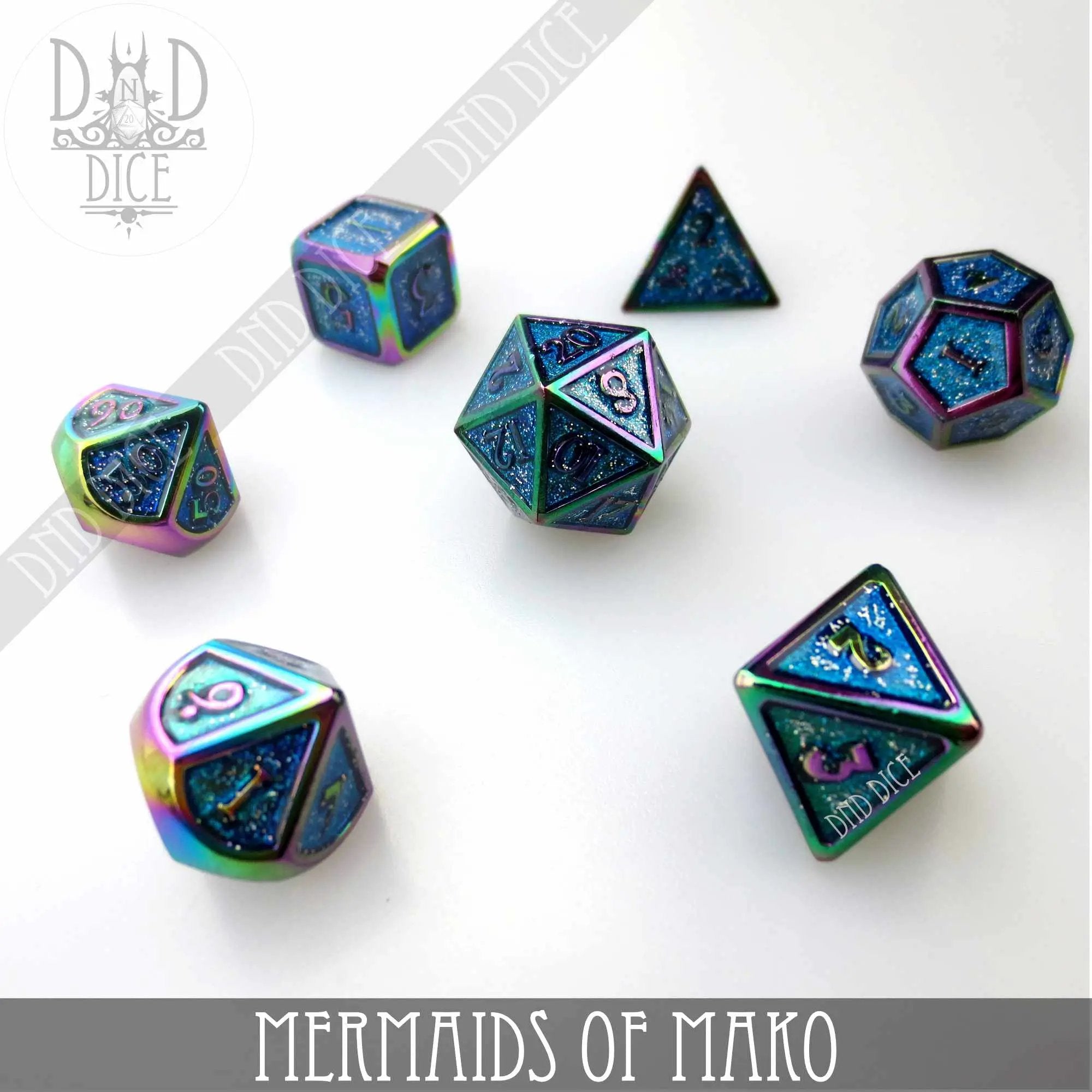 Mermaids of Mako Metal Dice Set by DNDDICE.COM