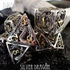 Silver Dragon Metal Dice Set (Gift Box) by DNDDICE.COM