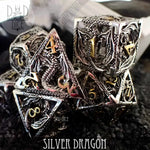 Silver Dragon Metal Dice Set (Gift Box) by DNDDICE.COM