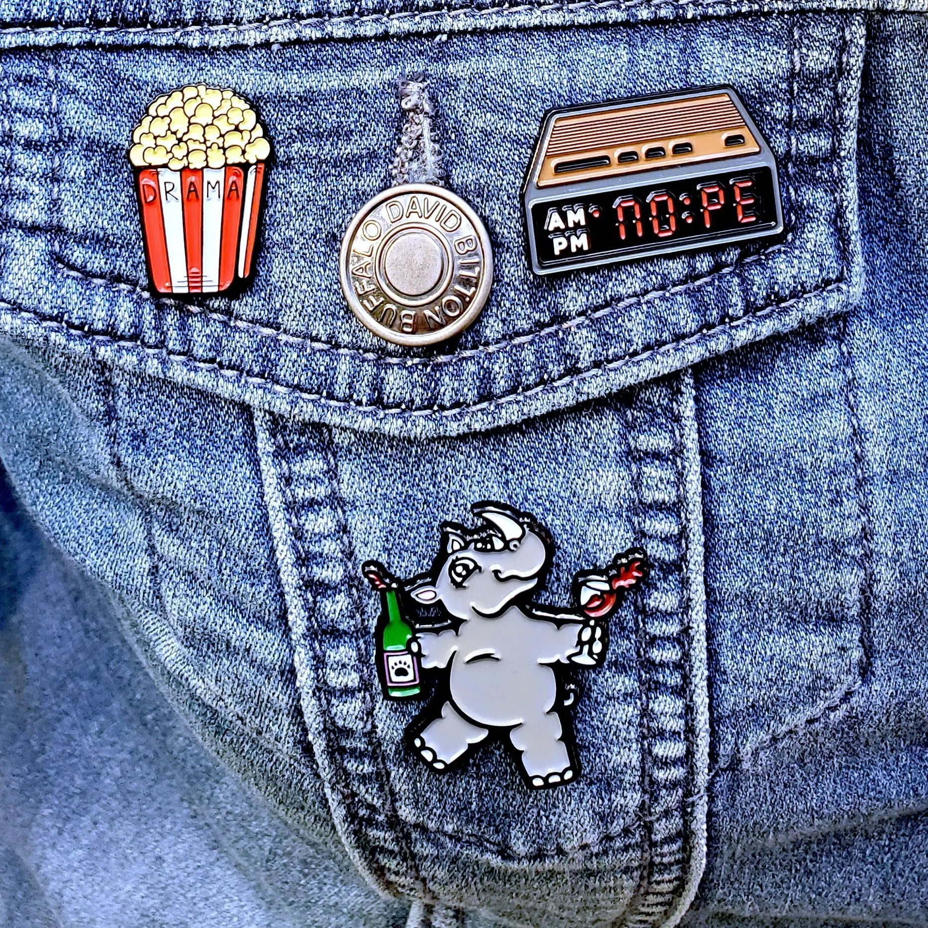 Drama Popcorn Pin by Kolorspun