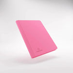 Pink zip-up album with 18 pockets from The Mighty Hobby Shop, showing the closed pink fabric cover and zipper closure.