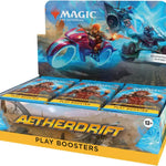 Magic: The Gathering Aetherdrift Booster Pack with 14 cards, featuring colorful fantasy artwork and game-themed card designs.