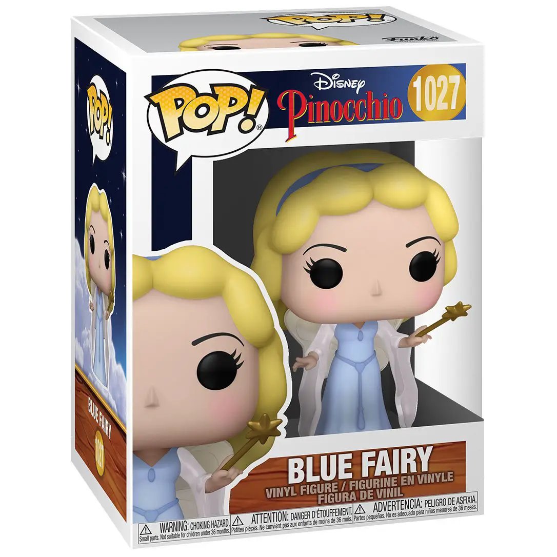 POP! Disney Pinocchio Blue Fairy collectible vinyl figure by THE MIGHTY HOBBY SHOP, featuring Pinocchio's enchanting Blue Fairy character.