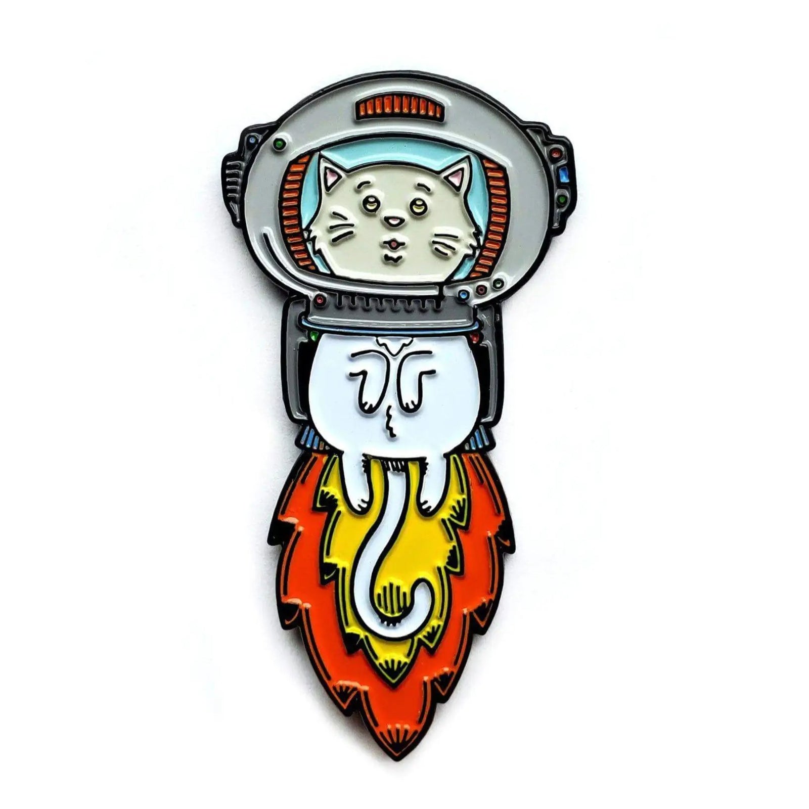 Kolorspun astronaut cat enamel pin, featuring a cute space-themed design with detailed colors and a shiny finish.