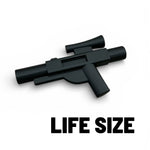 Life-size Galactic Blaster cosplay prop from B3 Customs, detailed sci-fi weapon with futuristic design and metallic finish.