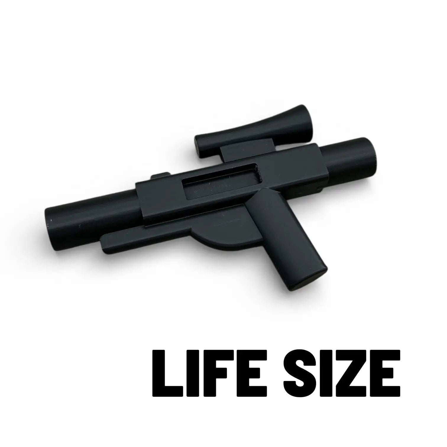 Life-size Galactic Blaster cosplay prop from B3 Customs, detailed sci-fi weapon with futuristic design and metallic finish.
