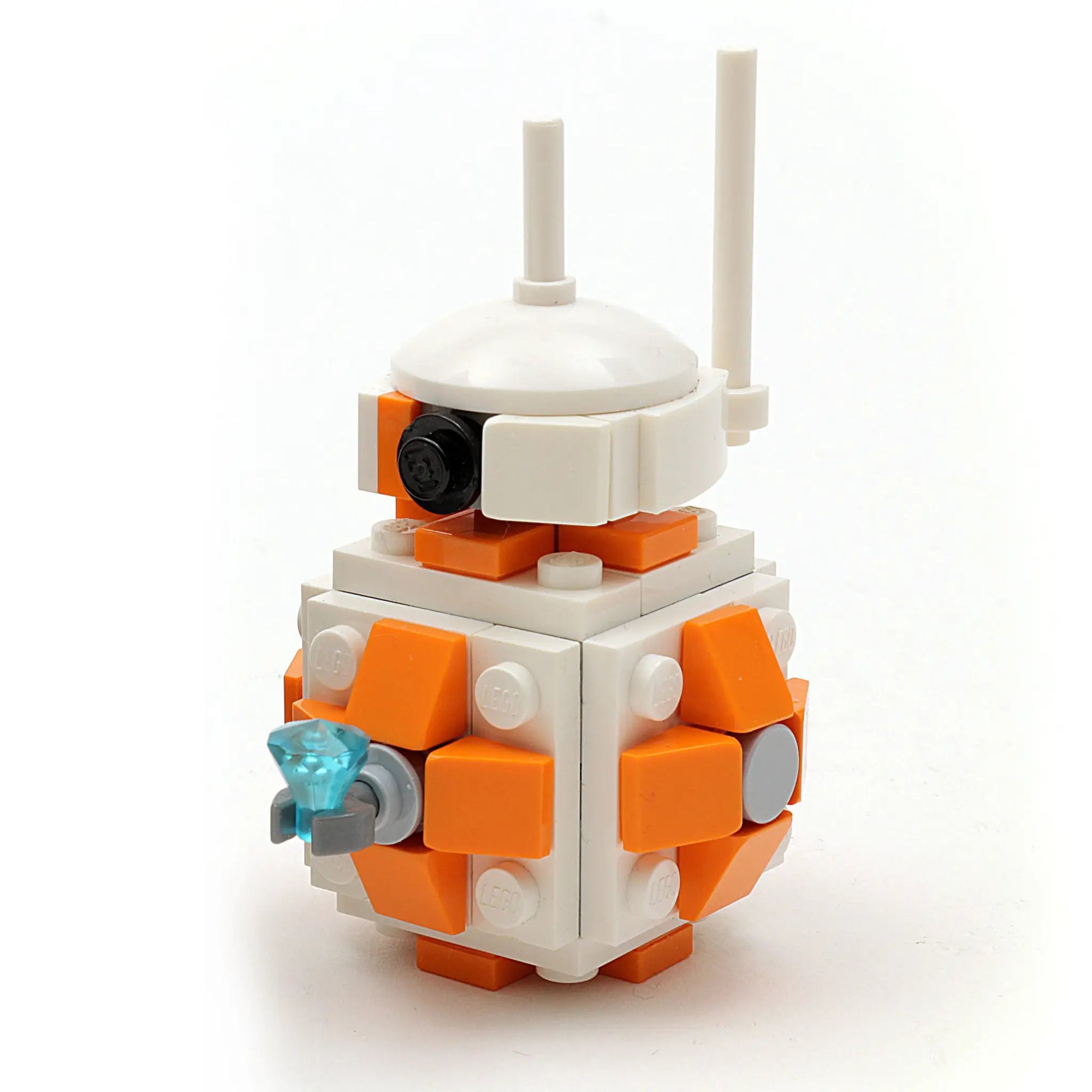 Custom BB-8 Star Wars droid LEGO figure made by B3 Customs, featuring detailed LEGO building toy design and intricate droid details.