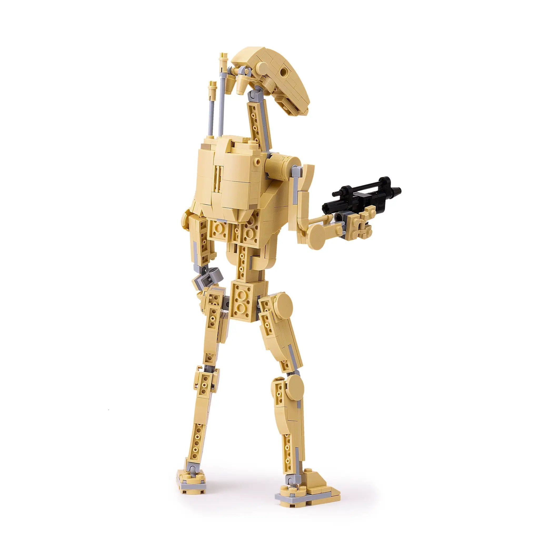 Custom 9-inch Battle Droid LEGO figure by B3 Customs, showcasing detailed construction and unique design features.