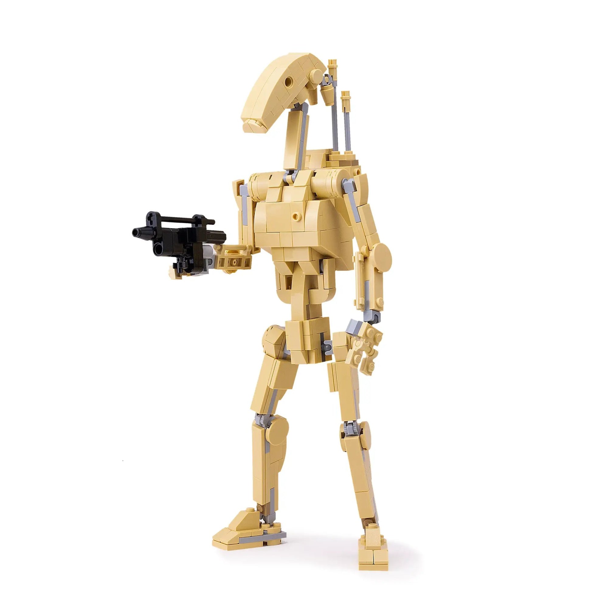 Custom 9-inch Battle Droid LEGO figure by B3 Customs, featuring detailed design and authentic LEGO-style construction.