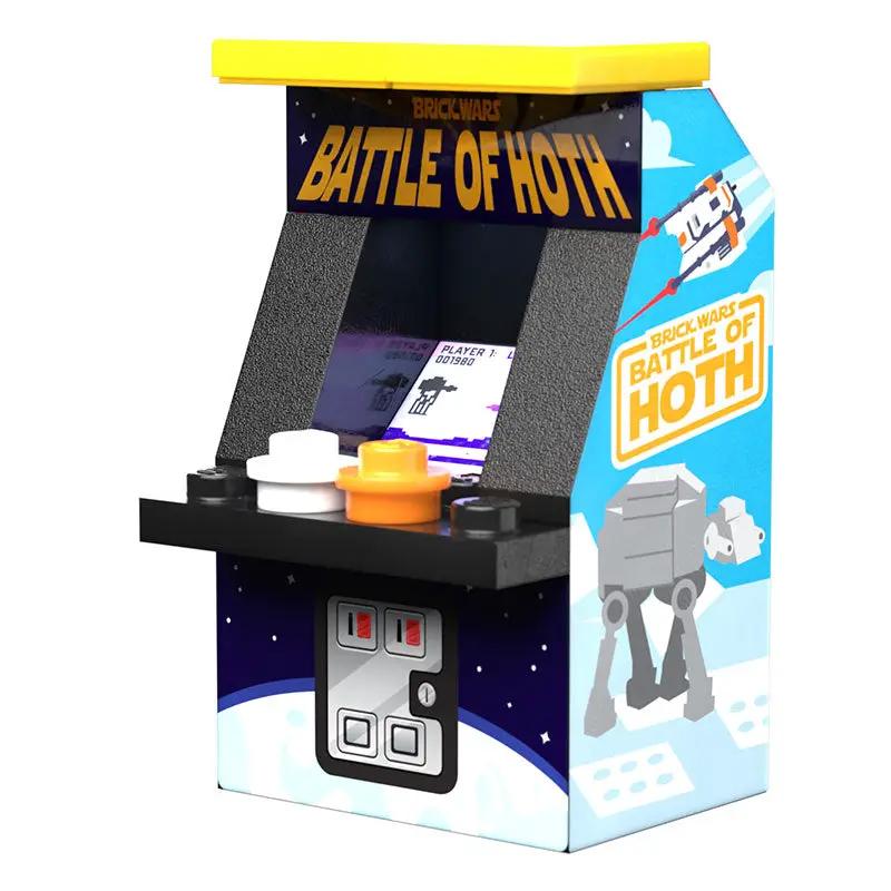 Custom LEGO Star Wars Battle of Hoth arcade machine kit by B3 Customs featuring detailed Hoth scene and arcade design elements.