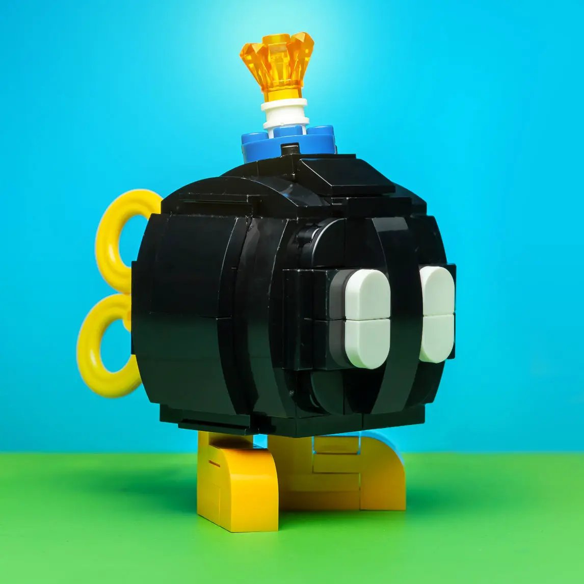Custom LEGO Bomber Man figure created by B3 Customs featuring detailed LEGO parts and vibrant colors.