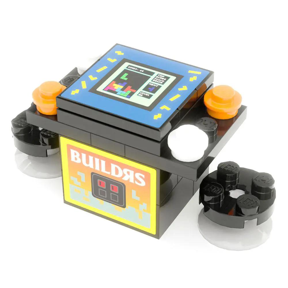 Custom LEGO cocktail arcade build by B3 Customs featuring a detailed 2-player classic arcade game made with colorful LEGO bricks.