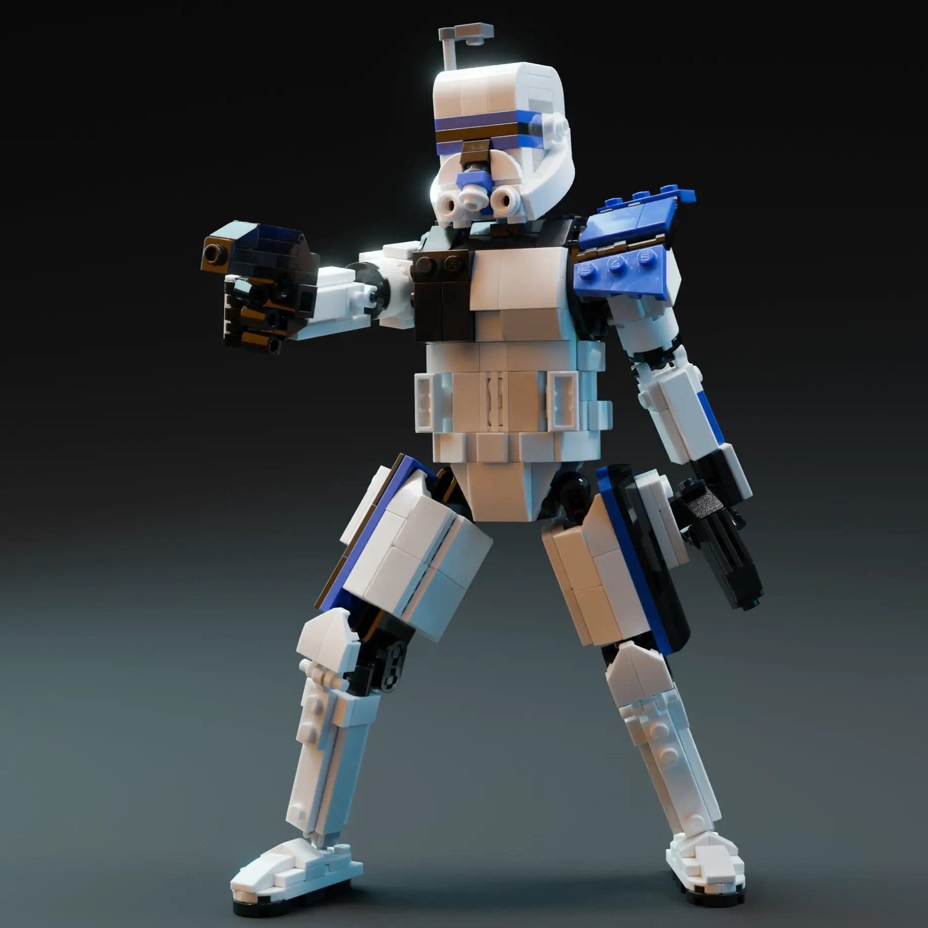 Custom LEGO kit Cap Rex 9-inch figure made with B3 Customs bricks, featuring detailed design and vibrant colors.