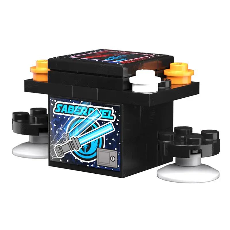 Custom LEGO Saber Duel arcade game by B3 Customs featuring two LEGO minifigures in a classic Star Wars-inspired duel setup.