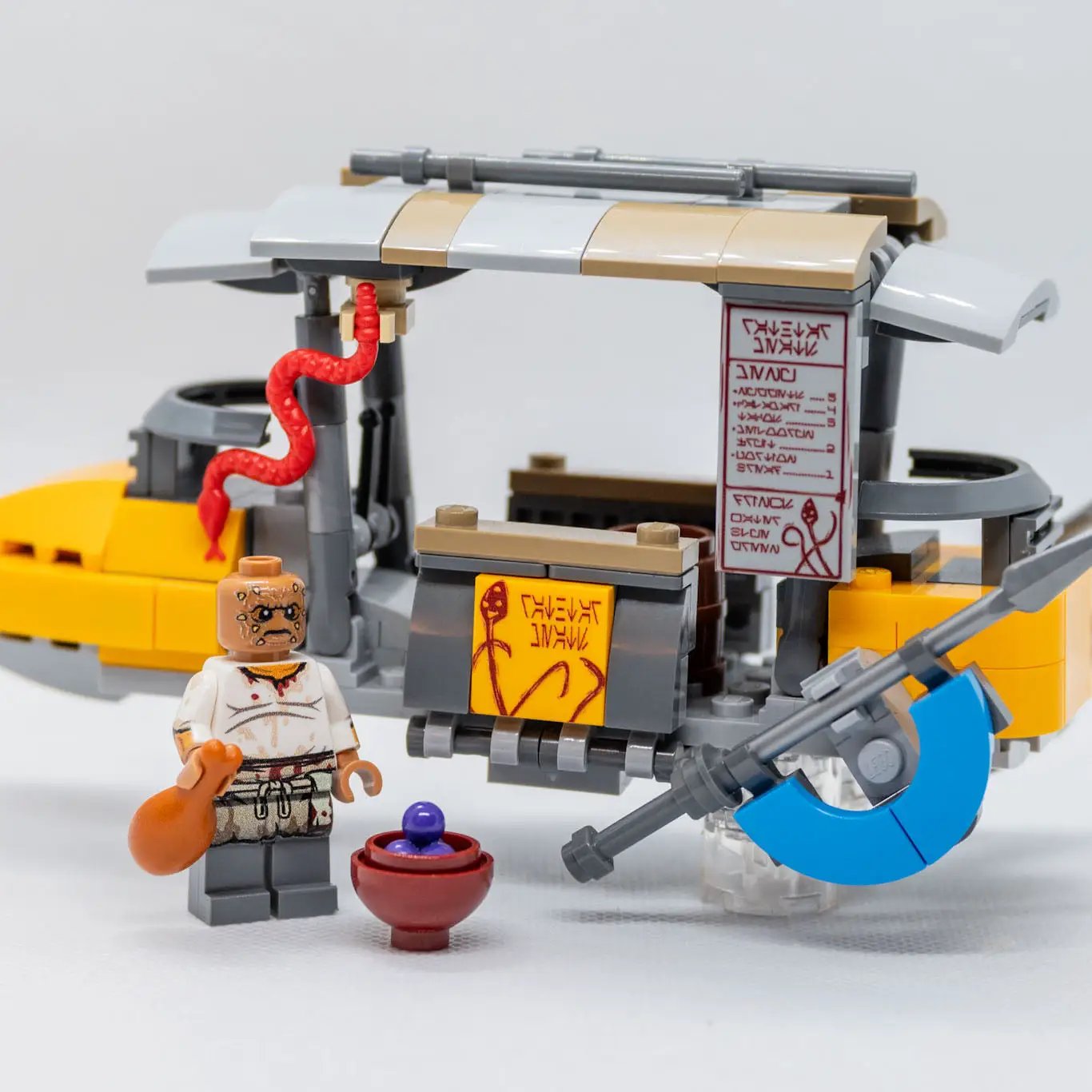 Custom LEGO kit featuring SW Rathtar meat food skiff set made with LEGO parts by B3 Customs, showcasing detailed miniature construction.