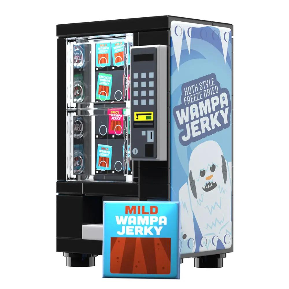 Custom LEGO Wampa Beef Jerky Minifig vending machine building set by B3 Customs, featuring detailed miniature LEGO construction.