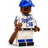 Custom LEGO Minifigure of a baseball player, KC Outfielder Legends, by B3 Customs, showing detailed uniform and baseball gear.