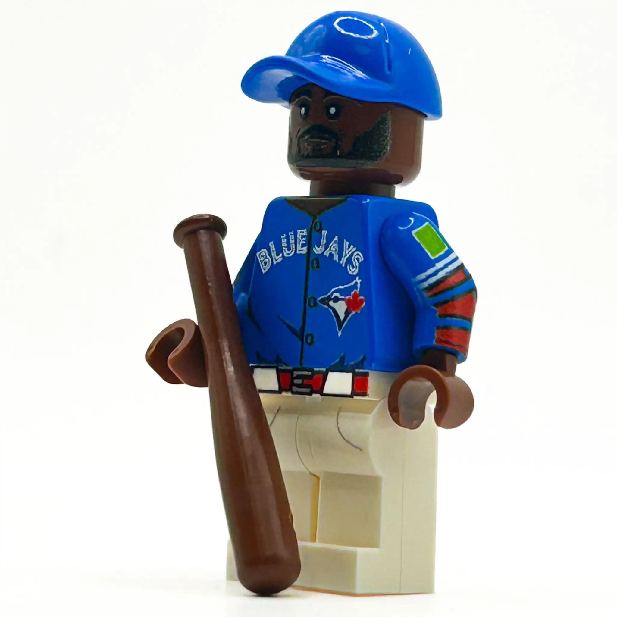 Custom B3 Customs Toronto Baseball Minifigure #27 1B LEGO minifigure with Toronto baseball uniform and cap.