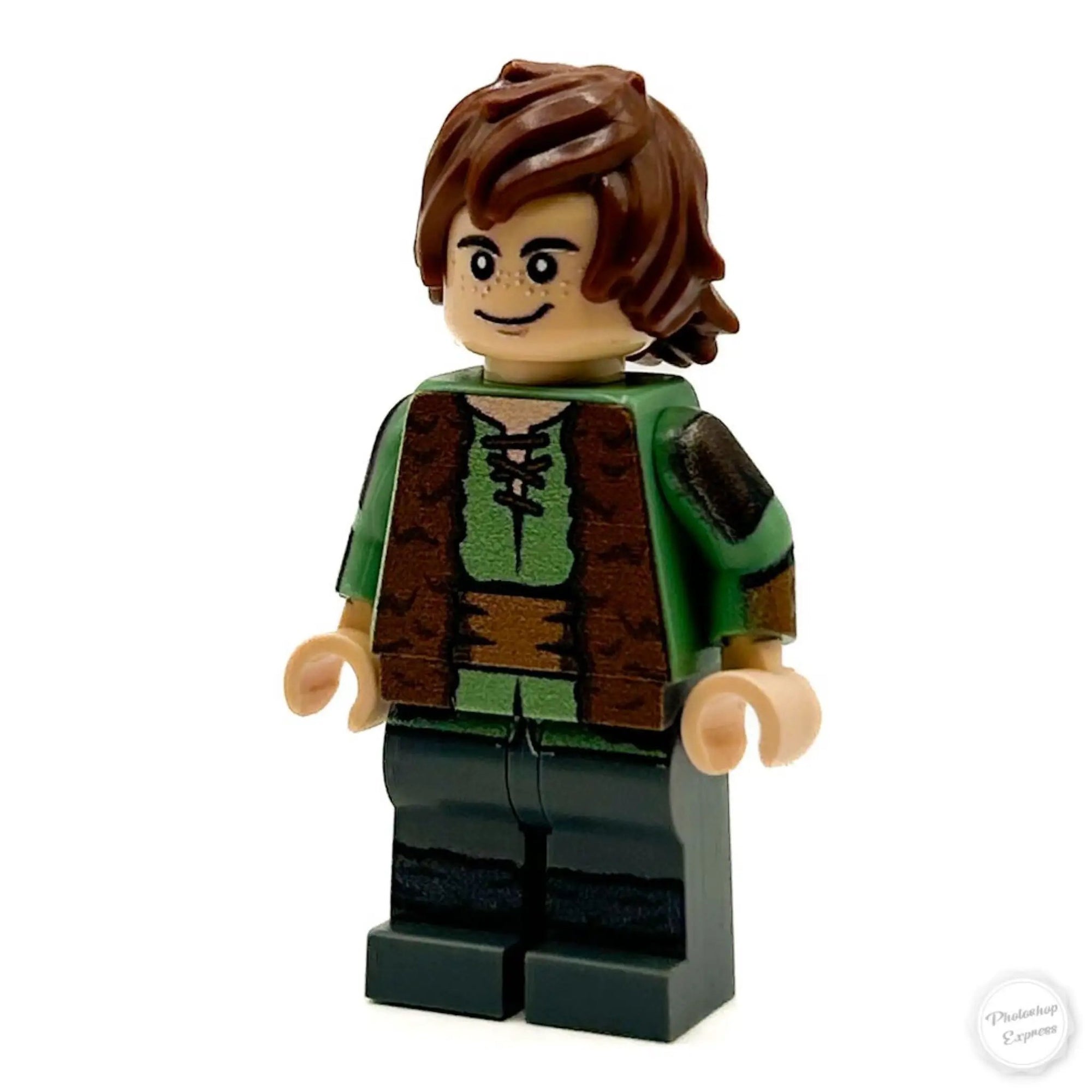 Custom LEGO minifigure of Dragon Boy Hiccup by B3 Customs, featuring detailed design and vibrant colors on a white background.