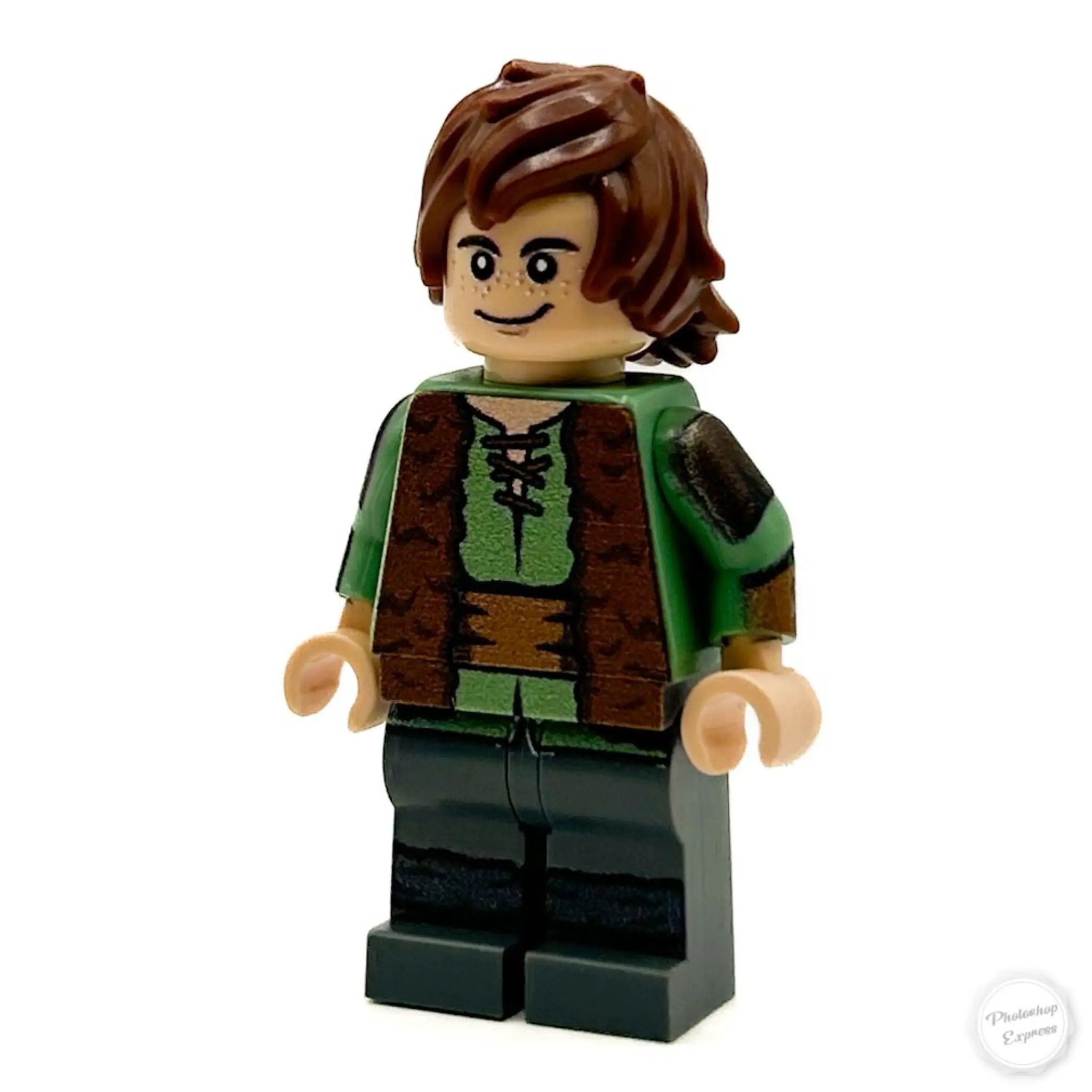 Custom LEGO minifigure of Dragon Boy Hiccup by B3 Customs, featuring detailed design and vibrant colors on a white background.