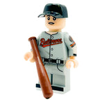 Custom B3 Customs Gunner #2 Baltimore baseball player LEGO minifigure with team uniform and detailed accessories.