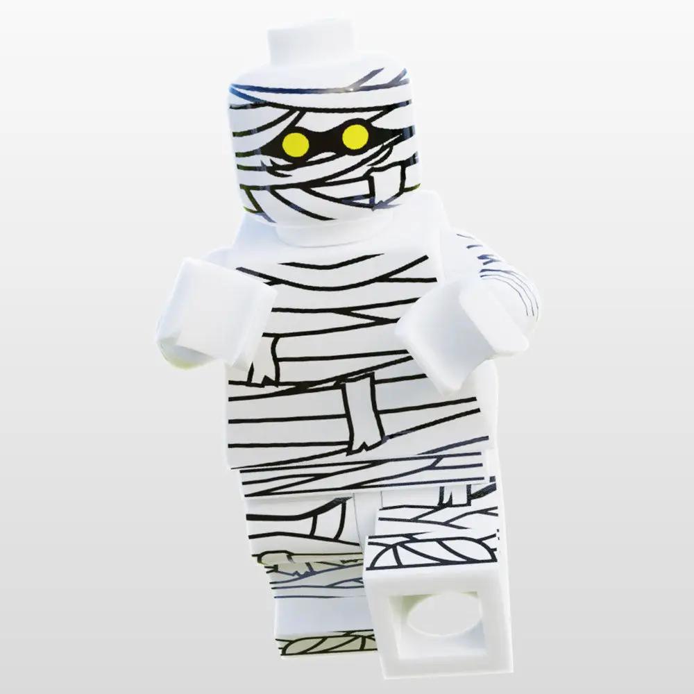 Custom LEGO Mummy Minifigure for Halloween by B3 Customs, featuring bandaged LEGO minifigure with mummy costume details.