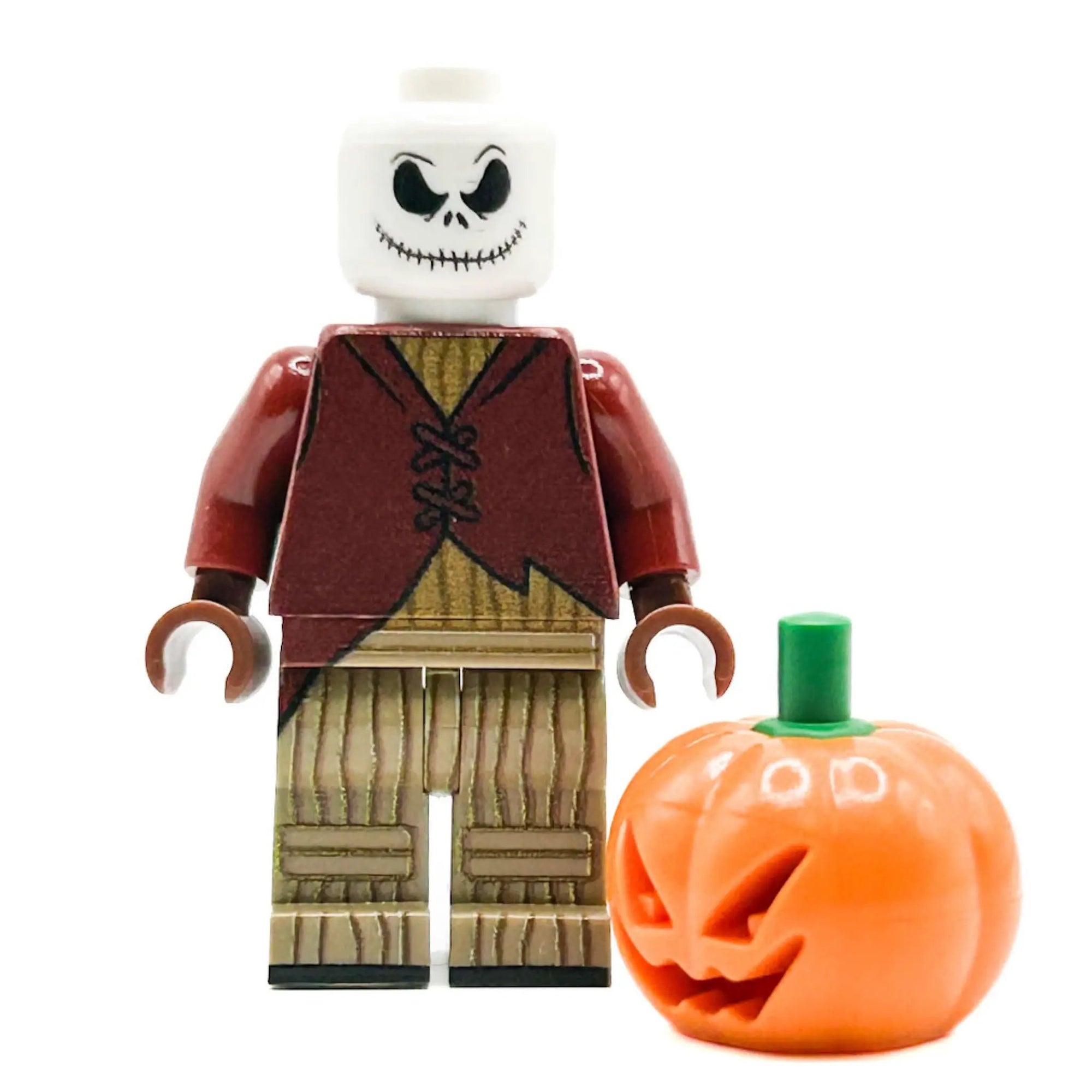 Custom Pumpkin King LEGO Minifigure by B3 Customs, featuring a detailed pumpkin-themed design with LEGO bricks.
