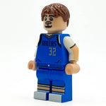 Custom B3 Customs LEGO Flaggship #32 DAL basketball player minifigure with detailed uniform and accessories on a white background