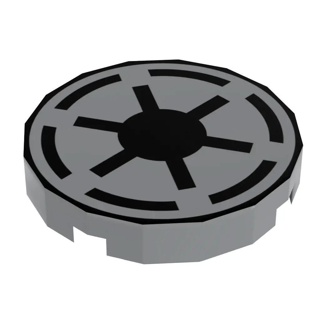 Custom printed Star Wars Republic Crest 2x2 round LEGO tile by B3 Customs, featuring detailed LEGO part design.