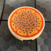 Custom LEGO Sausage & Onions Pizza Pie 2x2 round tile by B3 Customs, featuring detailed sausage and onion toppings.