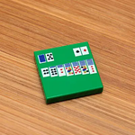 Custom printed LEGO solitaire 2x2 tile by B3 Customs featuring intricate design on white LEGO brick.