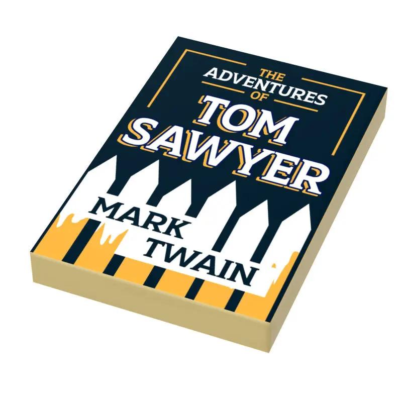 LEGO custom Tom Sawyer book tile 2x3 by B3 Customs, made with LEGO brick parts, featuring detailed book illustration.