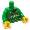 Custom LEGO parts Christmas sweater featuring a green Santa design, made by B3 Customs with printed torso and festive details.