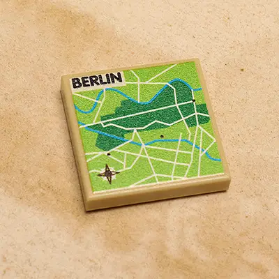 Custom printed B3 Customs Berlin, Germany map tile featuring a detailed 2x2 tile design of the city map.