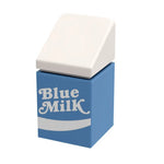 B3 Customs blue milk carton made from LEGO bricks, custom printed LEGO toy with detailed blue carton design.