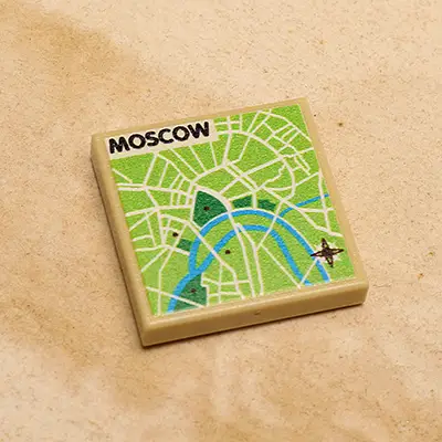 Custom printed B3 Customs Moscow, Russia map tile showing detailed city layout on a 2x2 tile display.
