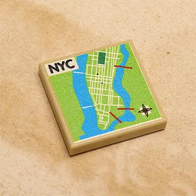Custom printed B3 Customs New York City map 2x2 tile featuring detailed city streets and landmarks on high-quality material.