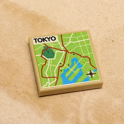 Custom printed B3 Customs Tokyo Japan map tile, showcasing detailed city streets and landmarks in a 2x2 ceramic tile design.