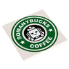 Custom printed Lego Starbucks sign tile by B3 Customs featuring a Big Somanybucks Coffee logo on a 6x6 tile.
