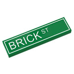 Custom LEGO Brick St. Street Sign tile by B3 Customs, featuring printed street name on 1x4 LEGO tile for creative display.