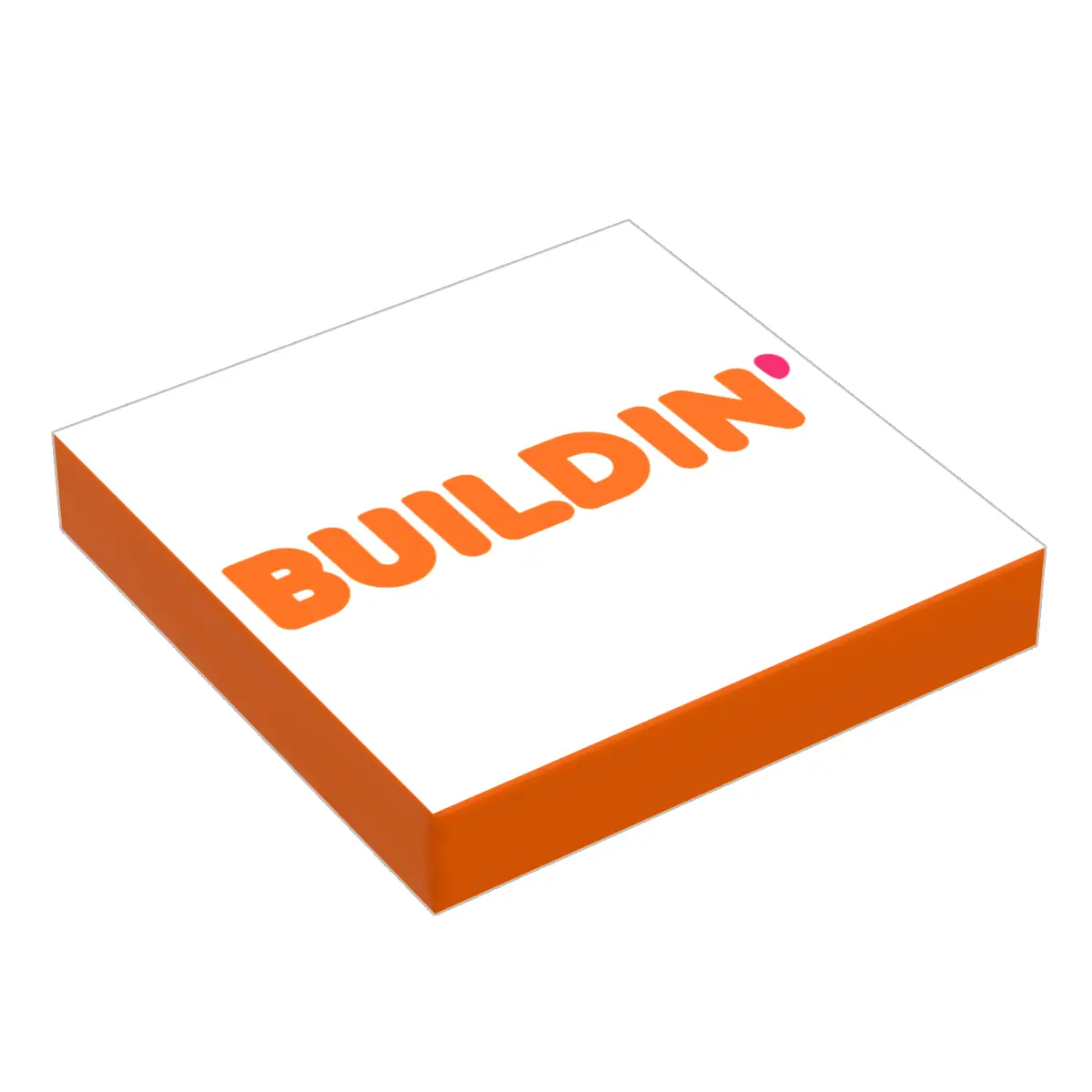 Custom Buildin' Donuts LEGO tile with printed donut design, designed for Minifigs, by B3 Customs.