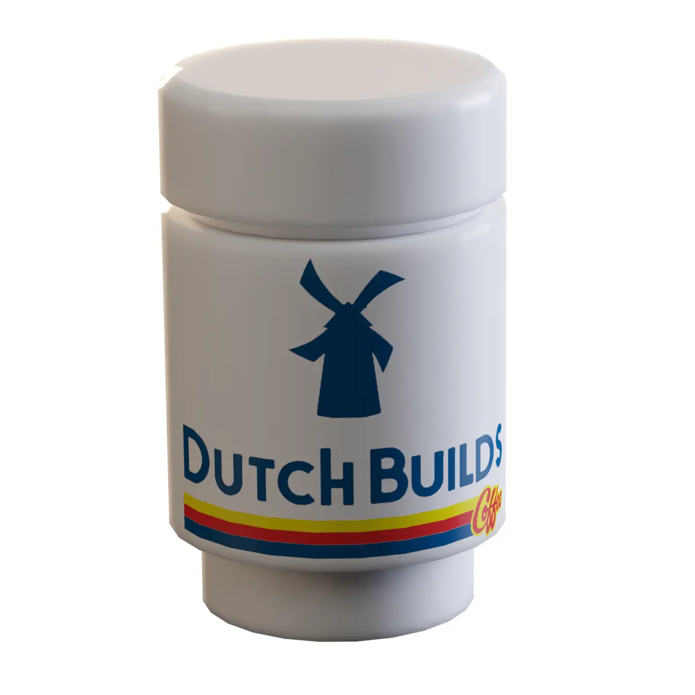 Custom Dutch Builders Coffee Cup for Minifigs made with LEGO parts, featuring detailed printed design by B3 Customs.