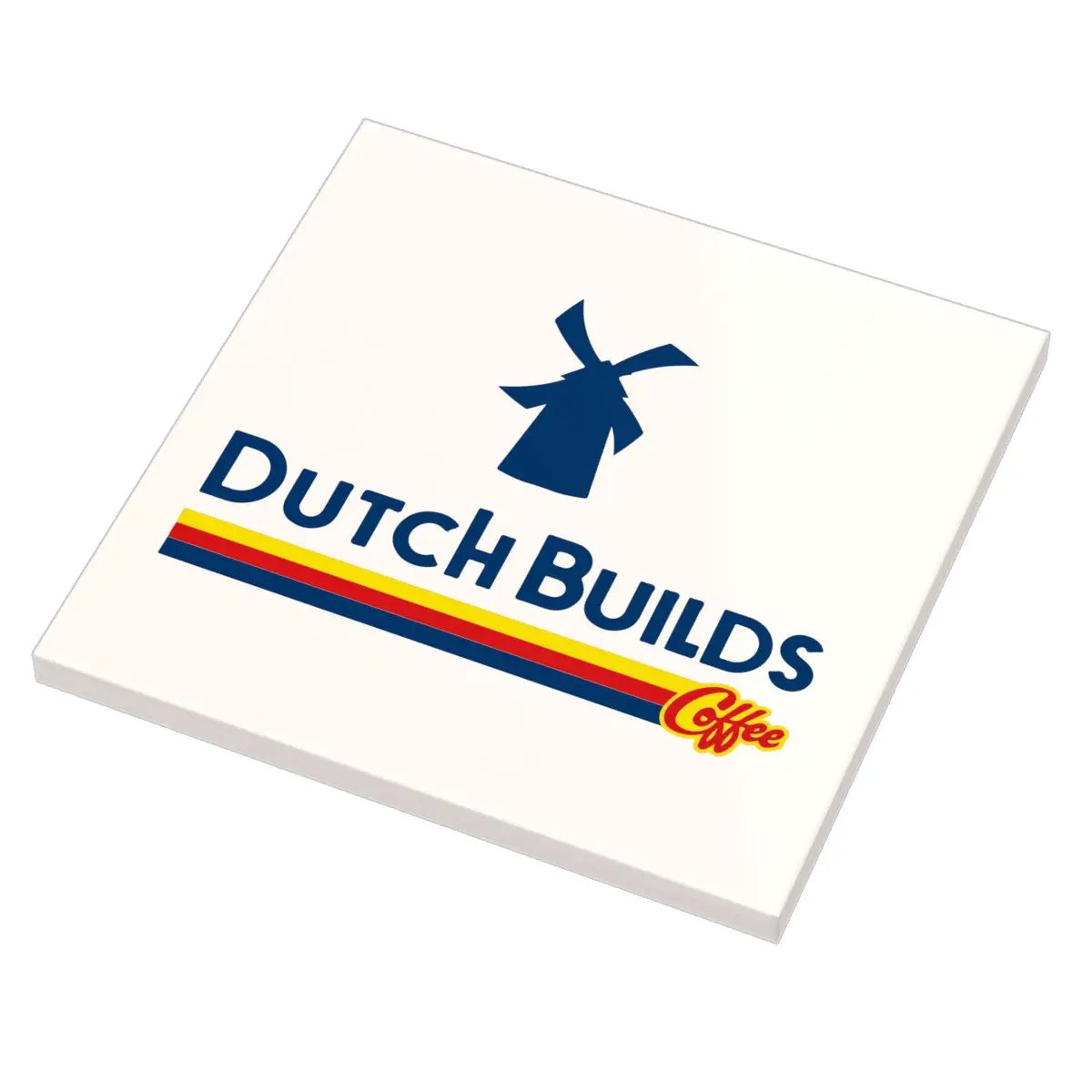 Custom Dutch Builds Coffee sign tile made with LEGO parts, featuring printed design and 6x6 size from B3 Customs.